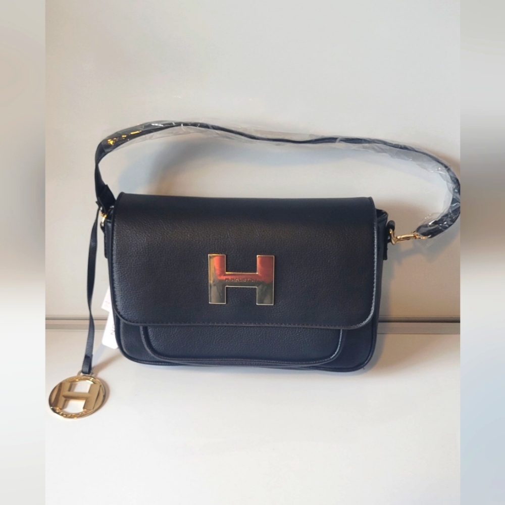 NWT Black H Halston Crossbody Messenger Handbag